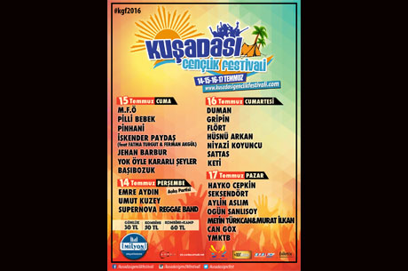 Kuadas Genlik Festivali 14-17 Temmuz 2016`da Kuadas Sahili`nde